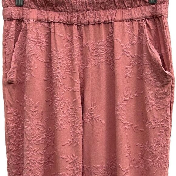 Anthropologie Saturday Sunday Joggers Size Small Embroidered Rose Elastic Waist - Picture 2 of 9